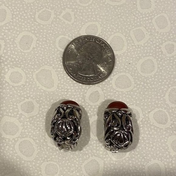 VTG CINER Silver Earrings with Carnelian Stone - Picture 9 of 10